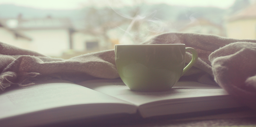mug coffee reading books