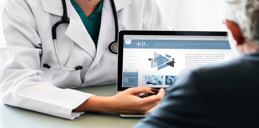 doctor using laptop