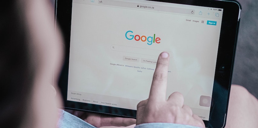 A person on the homepage of Google