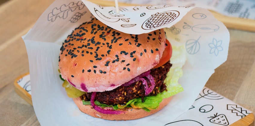 Veggie burger in a wrapper