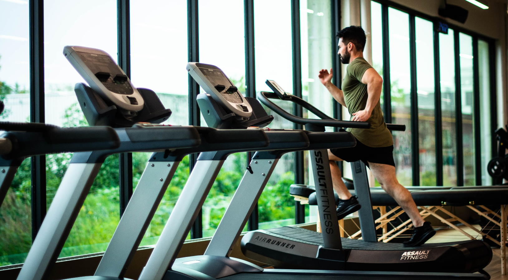 A man running on a treadmill